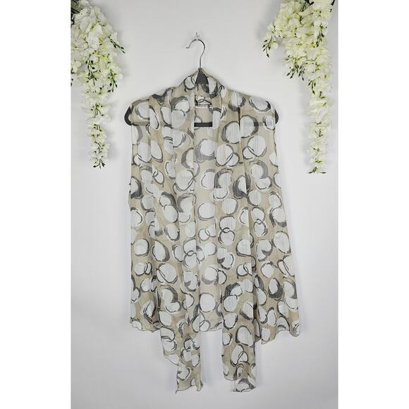 Susan Graver Sheer Open Front Lightweight Vest Large Abstract Circle Chic Artsy - Picture 2 of 12